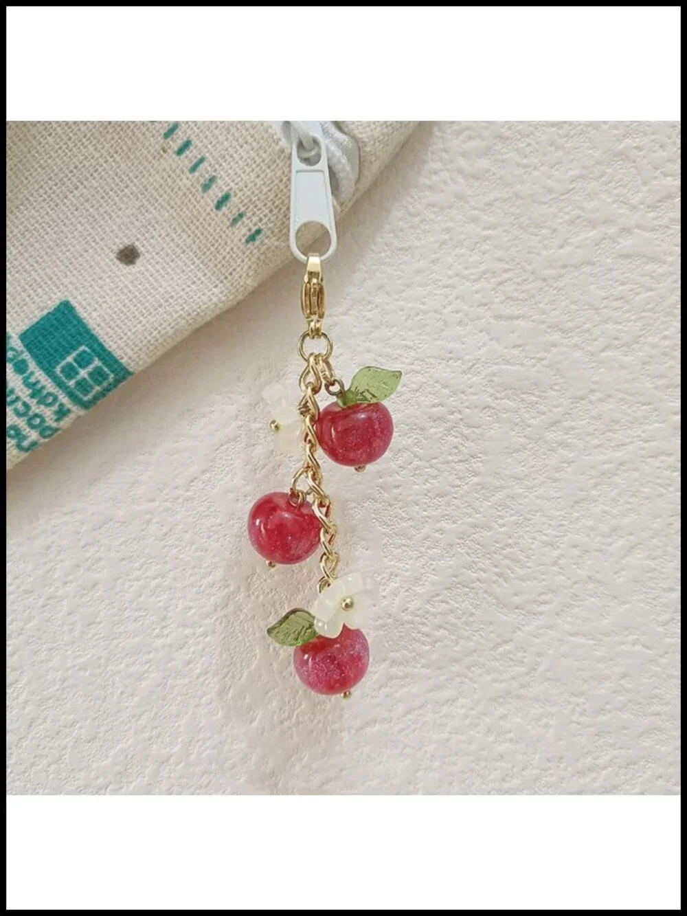 Apple Charm for Bag Purse Keychain Handmade Resin Accessory